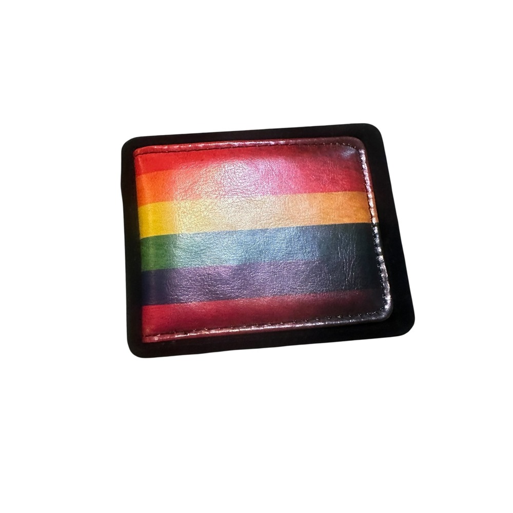 NEW Buckle-Down Rainbow Stripe Vegan Leather Bifold Wallet Mens Womens Accessory